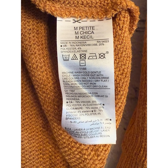 Old Navy Mustard Yellow Ribbed Raglan Long Sleeve Sweater Petite Medium - Picture 4 of 4